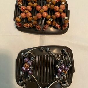 Set of 2 beaded Hair styling combs